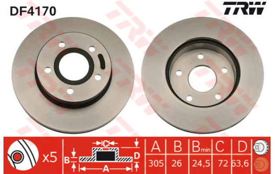 Disque de frein DF4170 TRW
