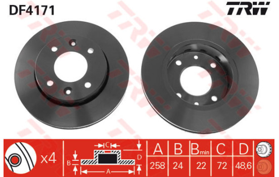 Disque de frein DF4171 TRW
