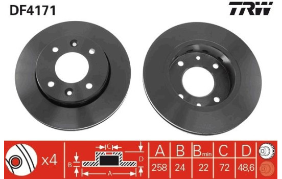 Disque de frein DF4171 TRW, Image 2