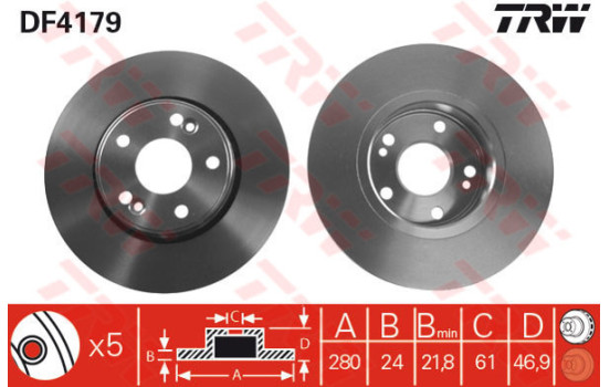 Disque de frein DF4179 TRW