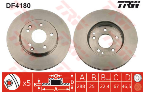 Disque de frein DF4180 TRW