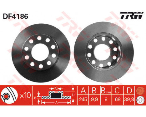 Disque de frein DF4186 TRW