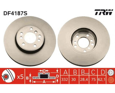 Disque de frein DF4187S TRW, Image 2