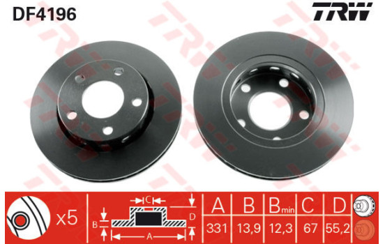 Disque de frein DF4196 TRW