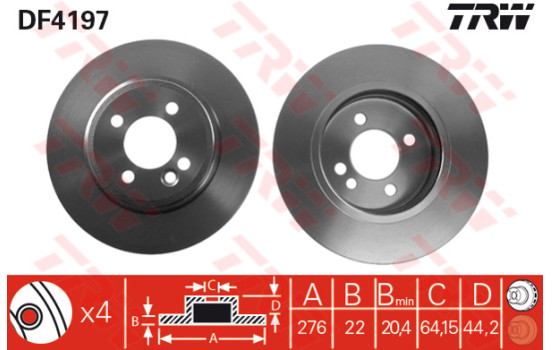 Disque de frein DF4197 TRW