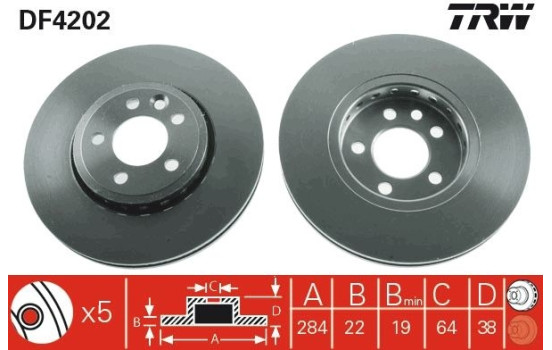 Disque de frein DF4202 TRW, Image 2