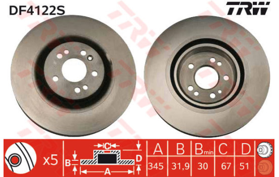 Disque de frein DF4222S TRW