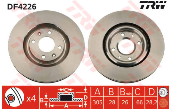 Disque de frein DF4226 TRW
