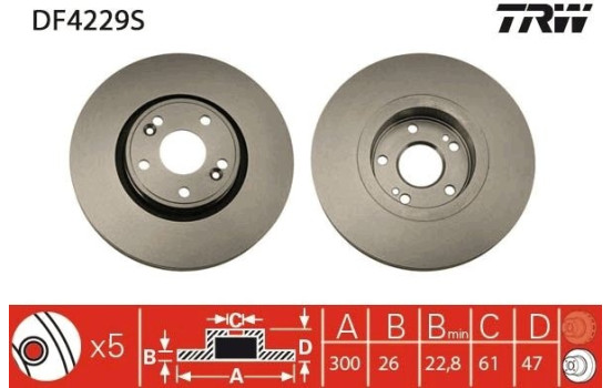 Disque de frein DF4229S TRW, Image 2