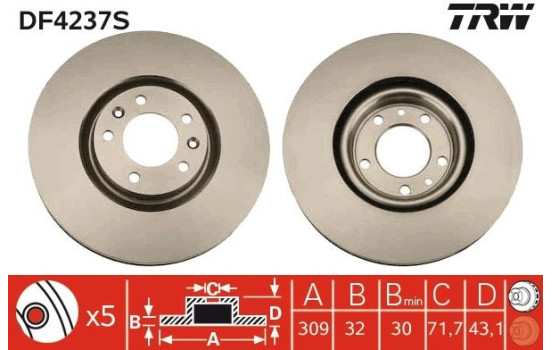 Disque de frein DF4237S TRW