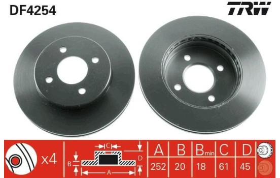 Disque de frein DF4254 TRW, Image 2