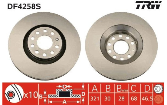 Disque de frein DF4258S TRW