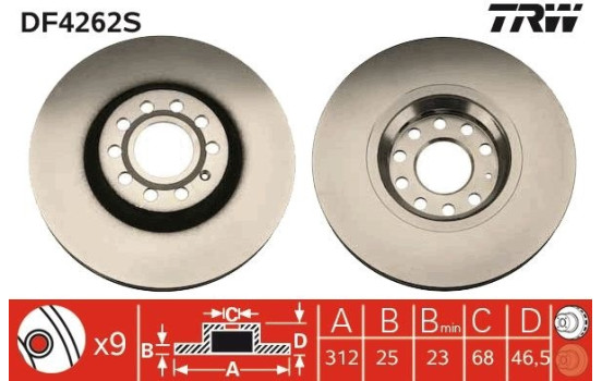 Disque de frein DF4262S TRW, Image 2