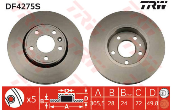 Disque de frein DF4275S TRW