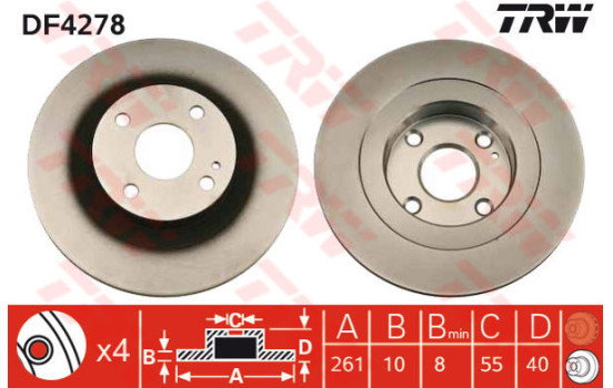 Disque de frein DF4278 TRW