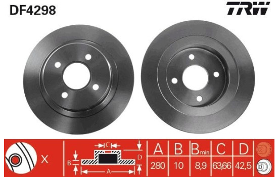 Disque de frein DF4298 TRW