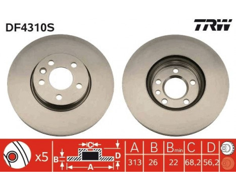 Disque de frein DF4310S TRW, Image 2