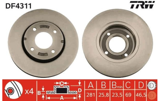 Disque de frein DF4311 TRW