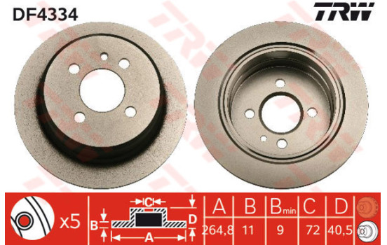 Disque de frein DF4334 TRW