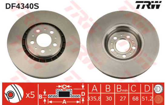 Disque de frein DF4340S TRW