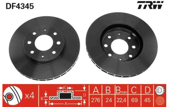 Disque de frein DF4345 TRW, Image 2
