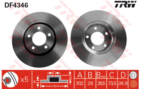 Disque de frein DF4346 TRW