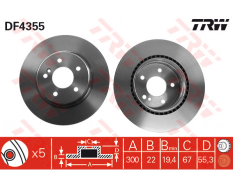 Disque de frein DF4355 TRW