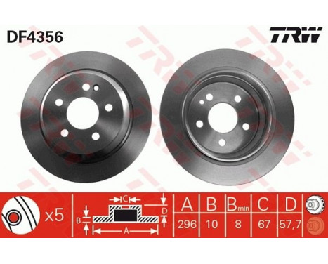 Disque de frein DF4356 TRW, Image 2