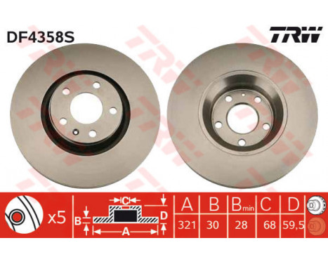 Disque de frein DF4358S TRW