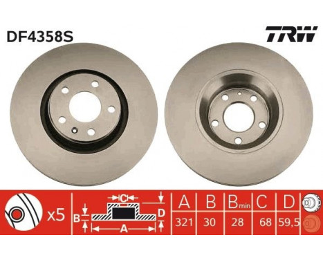 Disque de frein DF4358S TRW, Image 2