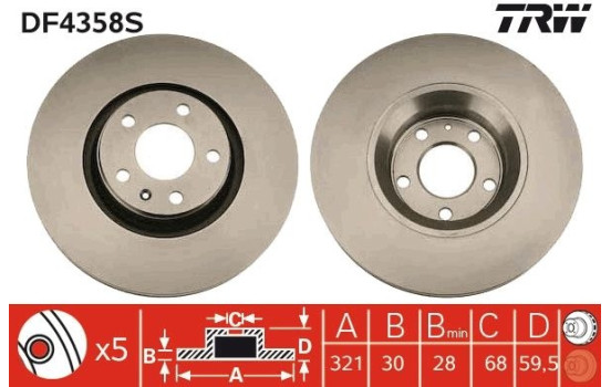 Disque de frein DF4358S TRW, Image 2