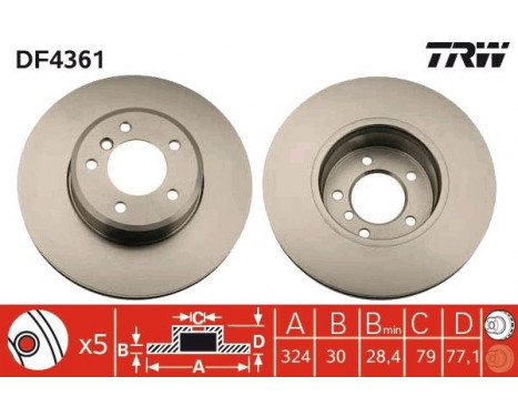 Disque de frein DF4361 TRW, Image 2