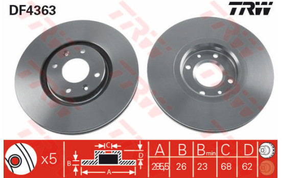 Disque de frein DF4363 TRW