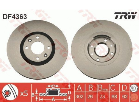 Disque de frein DF4363 TRW, Image 2