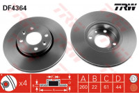 Disque de frein DF4364 TRW
