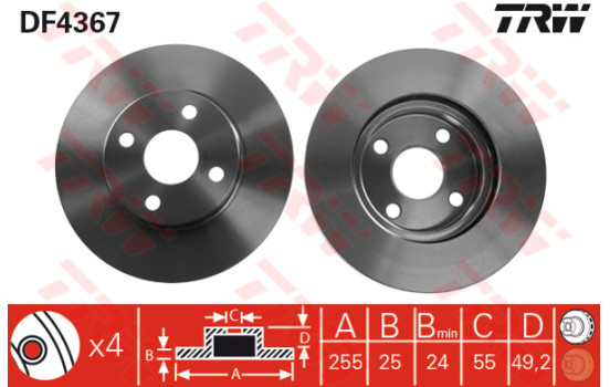 Disque de frein DF4367 TRW