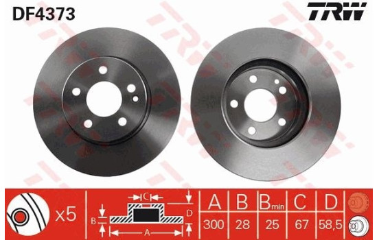 Disque de frein DF4373 TRW, Image 3