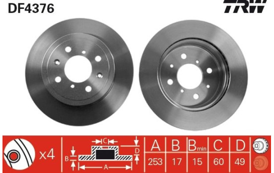 Disque de frein DF4376 TRW, Image 3