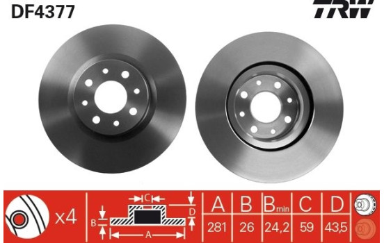 Disque de frein DF4377 TRW, Image 2