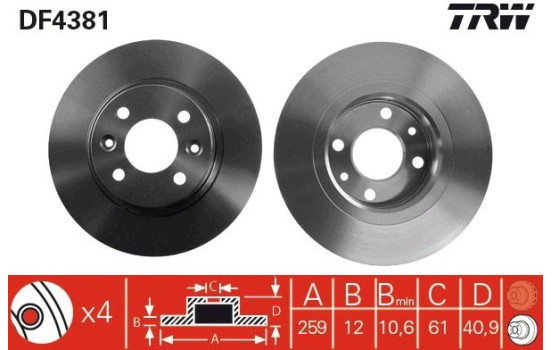 Disque de frein DF4381 TRW, Image 3