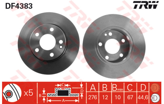 Disque de frein DF4383 TRW
