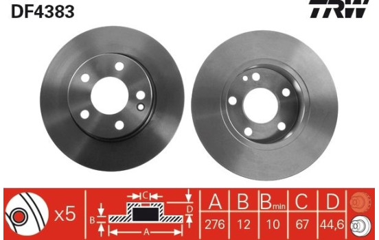 Disque de frein DF4383 TRW, Image 2