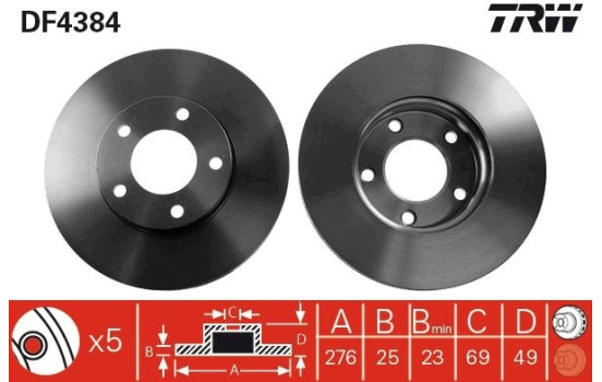 Disque de frein DF4384 TRW, Image 2