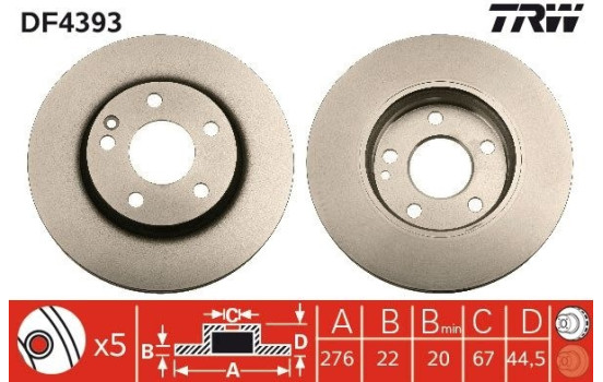 Disque de frein DF4393 TRW, Image 3