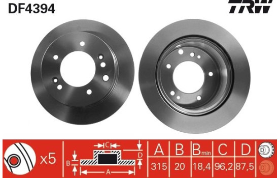 Disque de frein DF4394 TRW, Image 2