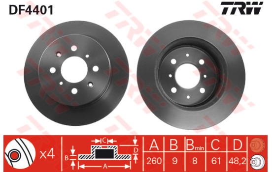 Disque de frein DF4401 TRW