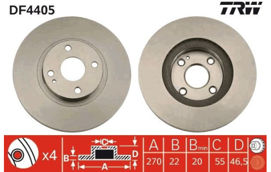 Disque de frein DF4405 TRW
