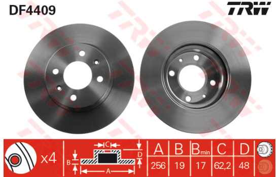 Disque de frein DF4409 TRW