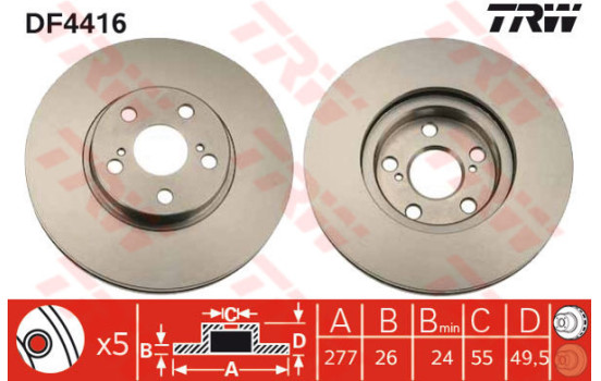 Disque de frein DF4416 TRW