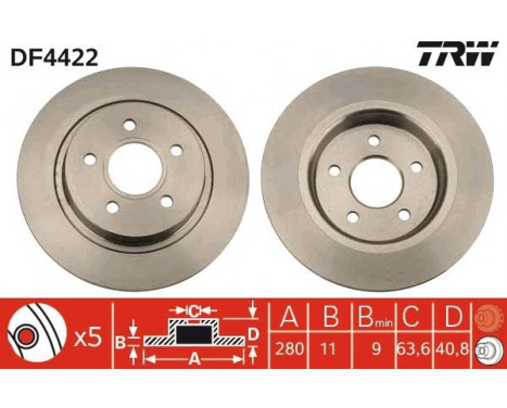 Disque de frein DF4422 TRW, Image 3